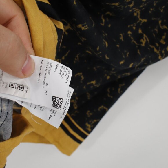 Hugo boss Shirt Men Medium Yellow Black oversized casual print Cotton Blend camp - Picture 7 of 15